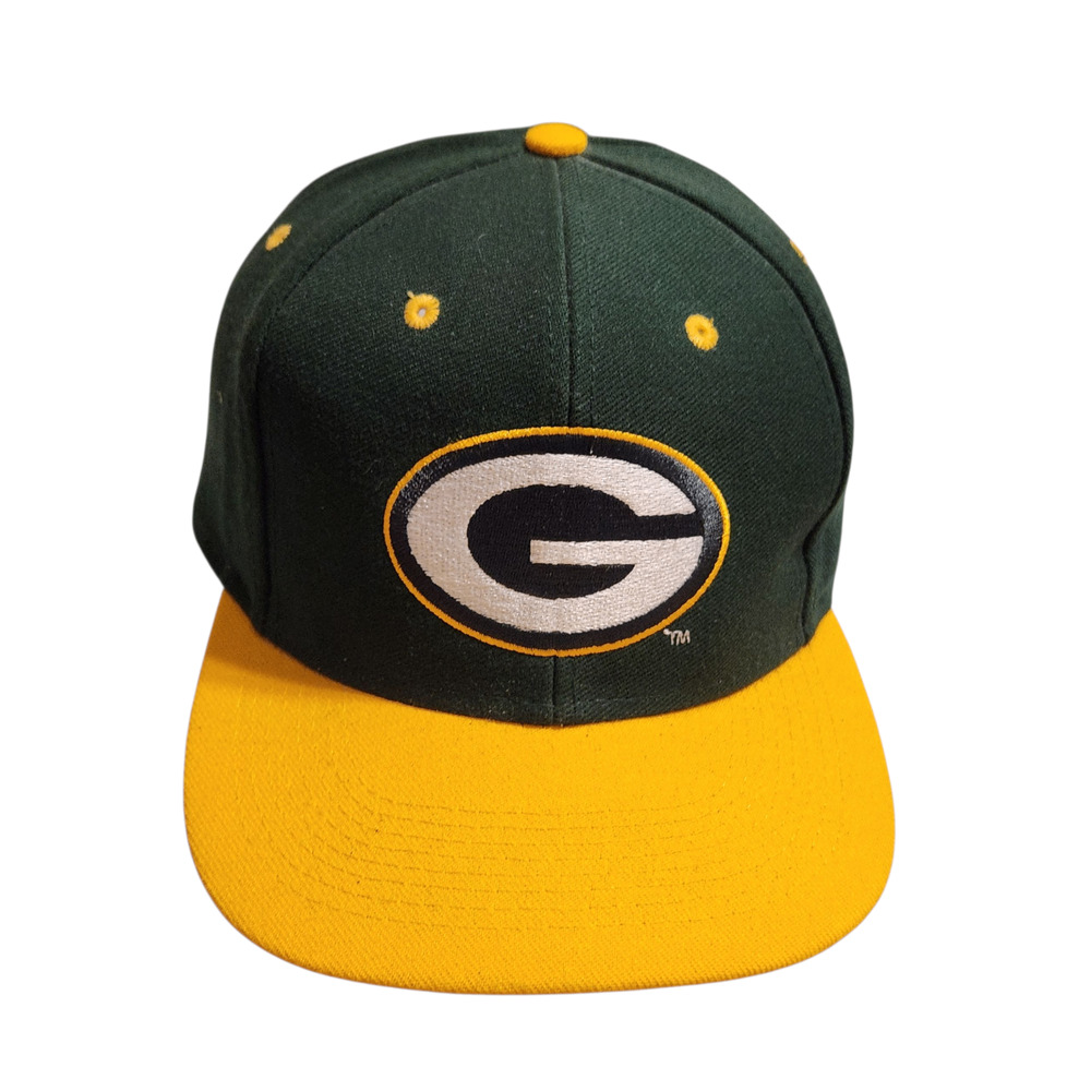 Green Bay Packers Snapback Hat Green Yellow Flat Brim NFL Football Cap One Size